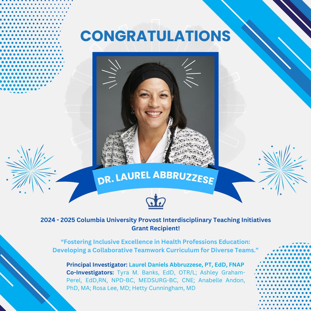 We are excited to share that Dr. Laurel Abbruzzese and her team has received the 2024-2025 Columbia University Provost Interdisciplinary (ITI) grant. 

Congratulations to the entire team!