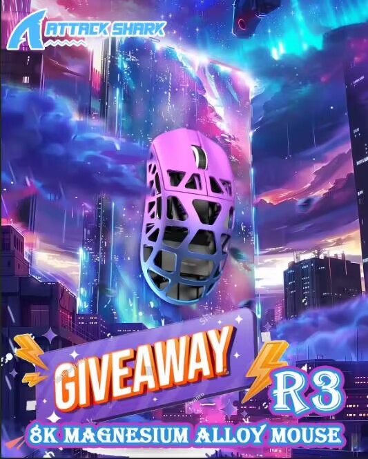 ATTACKSHARKGEAR's tweet photo. ATTACK SHARK R3 Blue-Purple Gradient Magnesium Alloy Mouse Giveaway🥳

🏆3 Winners will be receiving a R3 Blue-Purple Gradient Mouse.

✨To Enter:
1⃣Follow
@ATTACKSHARKGEAR

2⃣Like❤️&Retweet🔁

3⃣Tag a friend in the comments🗣️

📅Giveaway ends: July 9, 2024
👥3 winners will be drawn in the Picker

Don't miss out on this chance to win big!
Good luck to everyone!🍀

#attackshark #gamingmouse #giveaway #gamingsetup