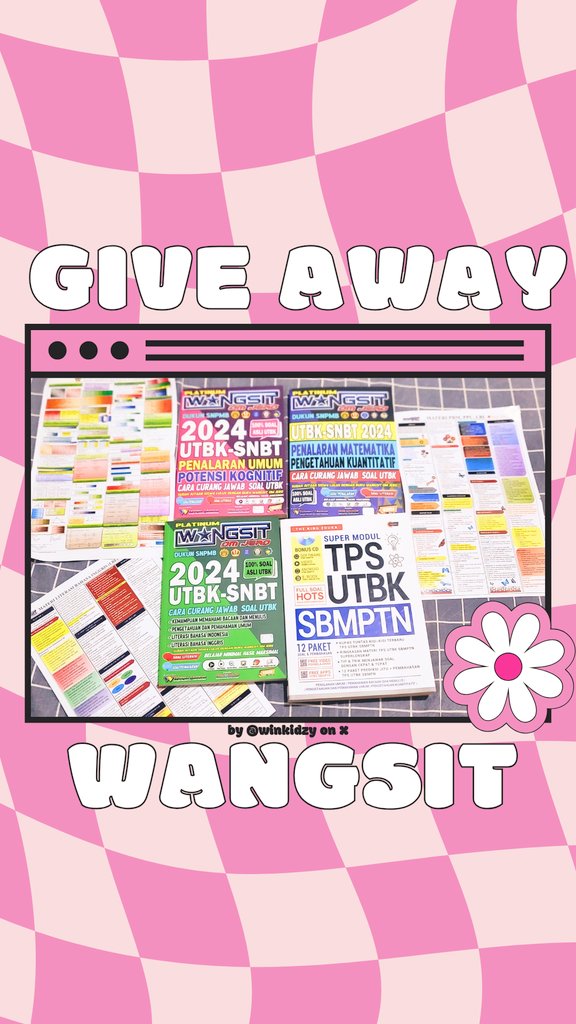 ── ⋆⋅☆⋅⋆ GIVE AWAY WANGSIT ⋆⋅☆⋅⋆ ──

📓💥 hi sobat #studytwt kali ini aku mau berbagi buku untuk kalian latihan utbk ~ hadiah untuk 4 orang, masing-masing dapat satu buku ya ! 
𝜗𝜚⋆ untuk syarat dan ketentuan nya ada di bawah ya ‼️