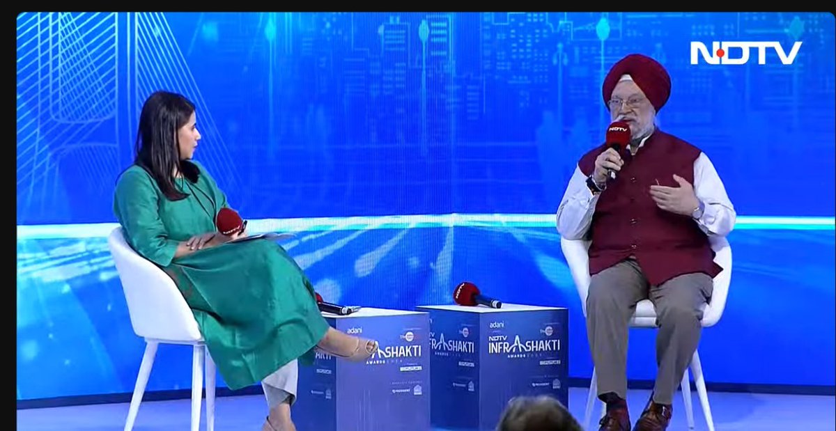 Great to hear from Minister of Petroleum and Natural Gas <a href="/HardeepSPuri/">Hardeep Singh Puri</a> discuss India's expanding focus green energy and its role in sustainable infrastructure development. #NDTVInfraShaktiAwards <a href="/ndtv/">NDTV</a>

m.youtube.com/live/AFeDMSWfN…