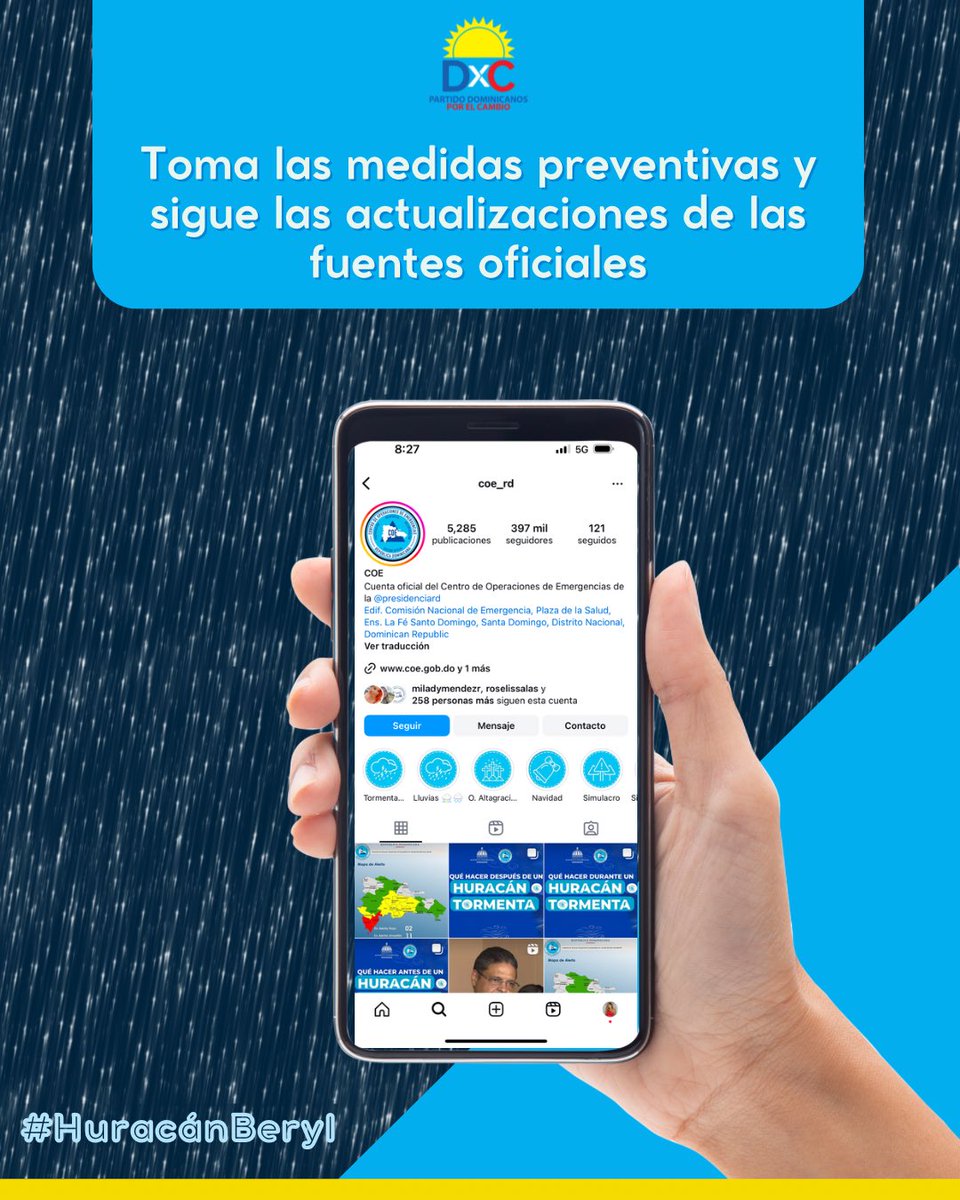 partidodxc's tweet photo. 🌧️Precaución ante el Huracán Beryl
⚠️Toma las medidas preventivas necesarias y mantente en constante seguimiento de los canales de información de las autoridades, donde se estarán emitiendo los boletines meteorológicos.
#PartidoDxC
#AvanzaDxC https://t.co/ELRLtyTlXS