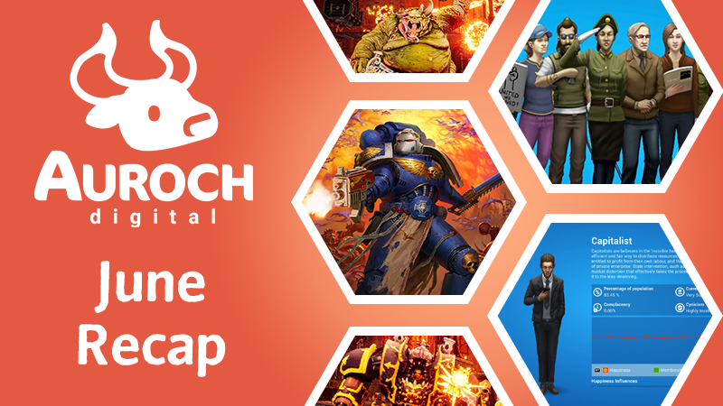 June has been a huge month for Auroch Digital and here's why 👇

🔫 Launched Warhammer 40,000: Boltgun - Forges of Corruption DLC on PC, Xbox &amp; PlayStation
🗳️ Ported Democracy 4 to Xbox, PlayStation &amp; Switch
🦇 Supported Stunlock Studios with porting V Rising to PlayStation 5