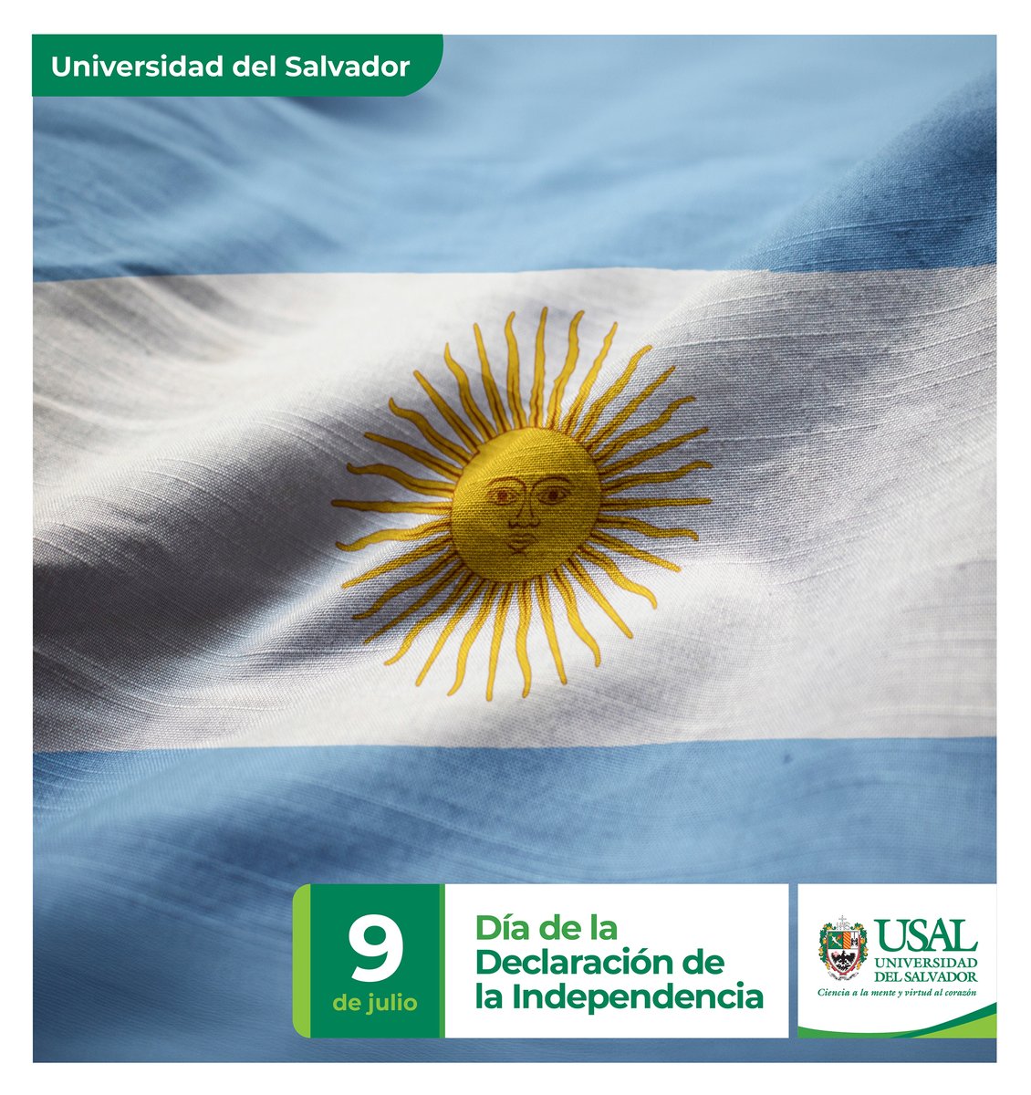 ¡Patria Libre e Independiente!

Conmemoramos hoy un nuevo aniversario de la Declaración de nuestra Independencia firmada en 1816.

#fechaspatrias #calendario #historia #comunidad #universidad #USALconmemora #USAL