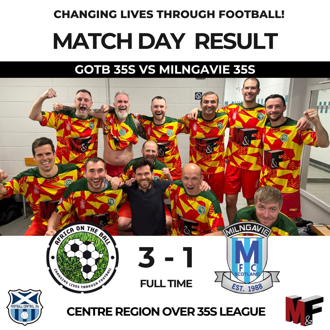 In a tough fixture, GOTB 35s beat Milngavie 35s 3-1. Scott C scored a brace for us, while Darren scored the final goal to seal our victory. Scott C was the Man of the Match for his excellent performance, but the whole squad deserves much credit for the effort. 

 #MonTheBaw