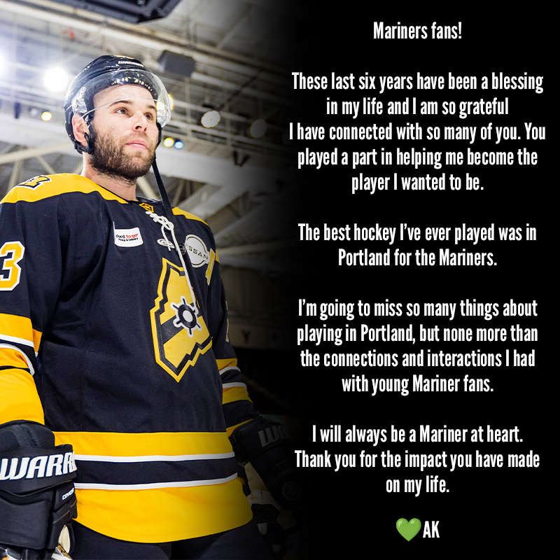 MarinersOfMaine's tweet image. A message from "Mr. Mariner" Alex Kile, who signed with the Florida Everblades on Monday:
