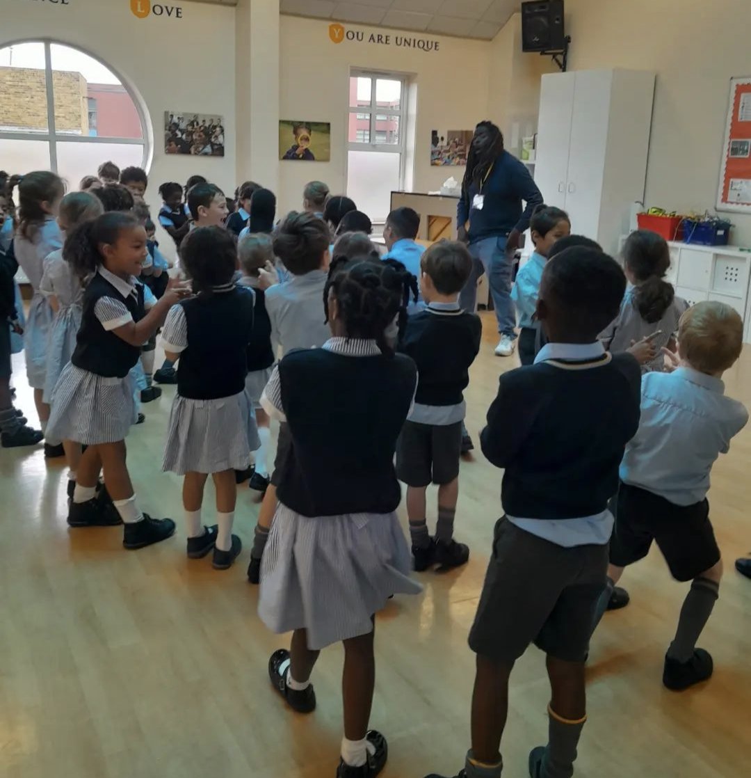 Year 1 enjoyed a wonderful workshop with Aga Serugo Lugo from the Royal Academy of Music. They learned all about musical composition.