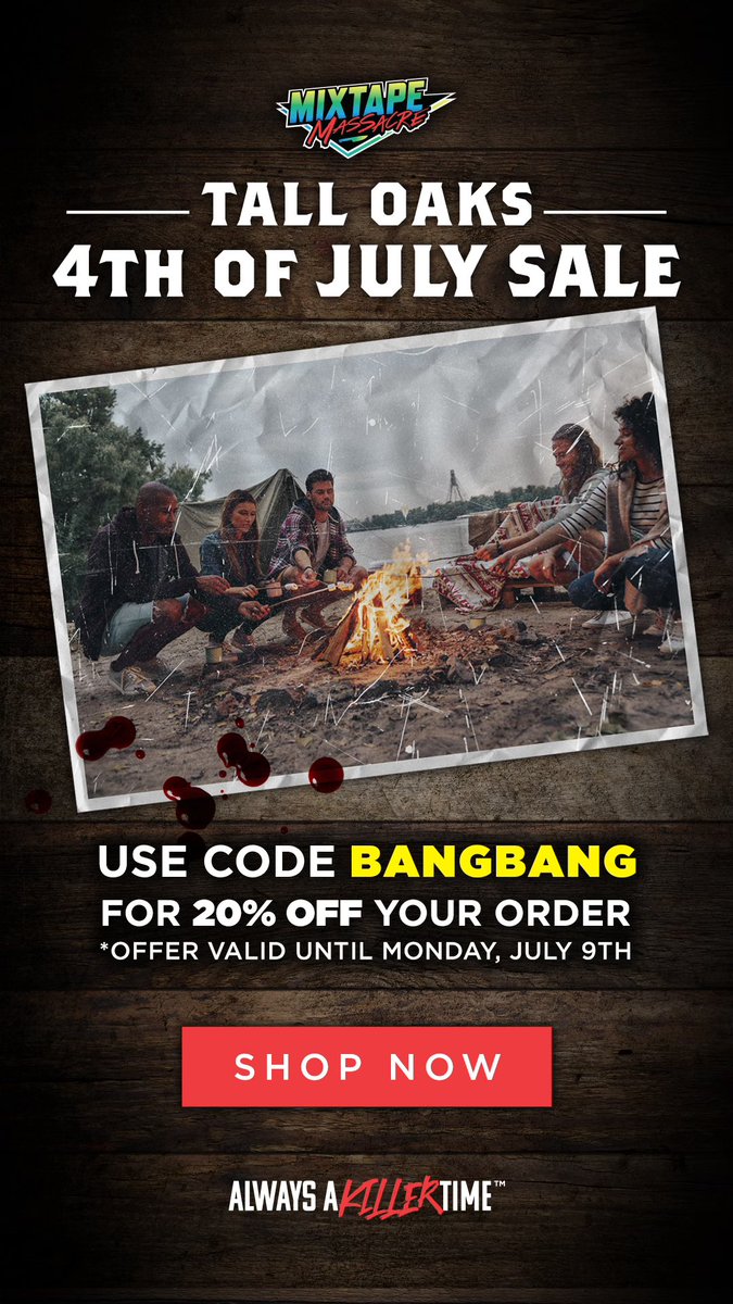 mixtapemassacre's tweet photo. Our 4th of July Sale is live now until Monday. Use code BANGBANG for 20% off your entire order. 🎇 https://t.co/qaGlrDWTSJ