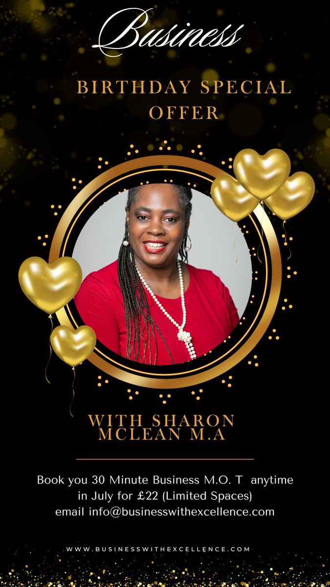 SharonBWE's tweet photo. This Friday 5th July I will be celebrating 22 years in Business. I have a special offer birthday business  rate for you in July only. Please get in touch if you would like to take advantage of having a Business M. O. T #BWE https://t.co/TKlx79LjOW