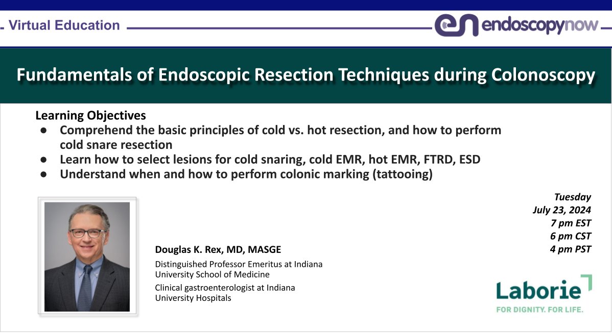 EndoscopyNow's tweet photo. [SIGN UP REMINDER]
Learn about Endoscopic Resection Techniques during Colonoscopy with @Rex_colonoscopy.
From your mobile device register on the EndoscopyNow app at https://t.co/j7Wic22zOv
@LABORIEMEDICAL #GIEndoscopy #Gastroenterology #GITwitter #TwitterMed #GIFellows #GINurses https://t.co/uqwrHcbTYk