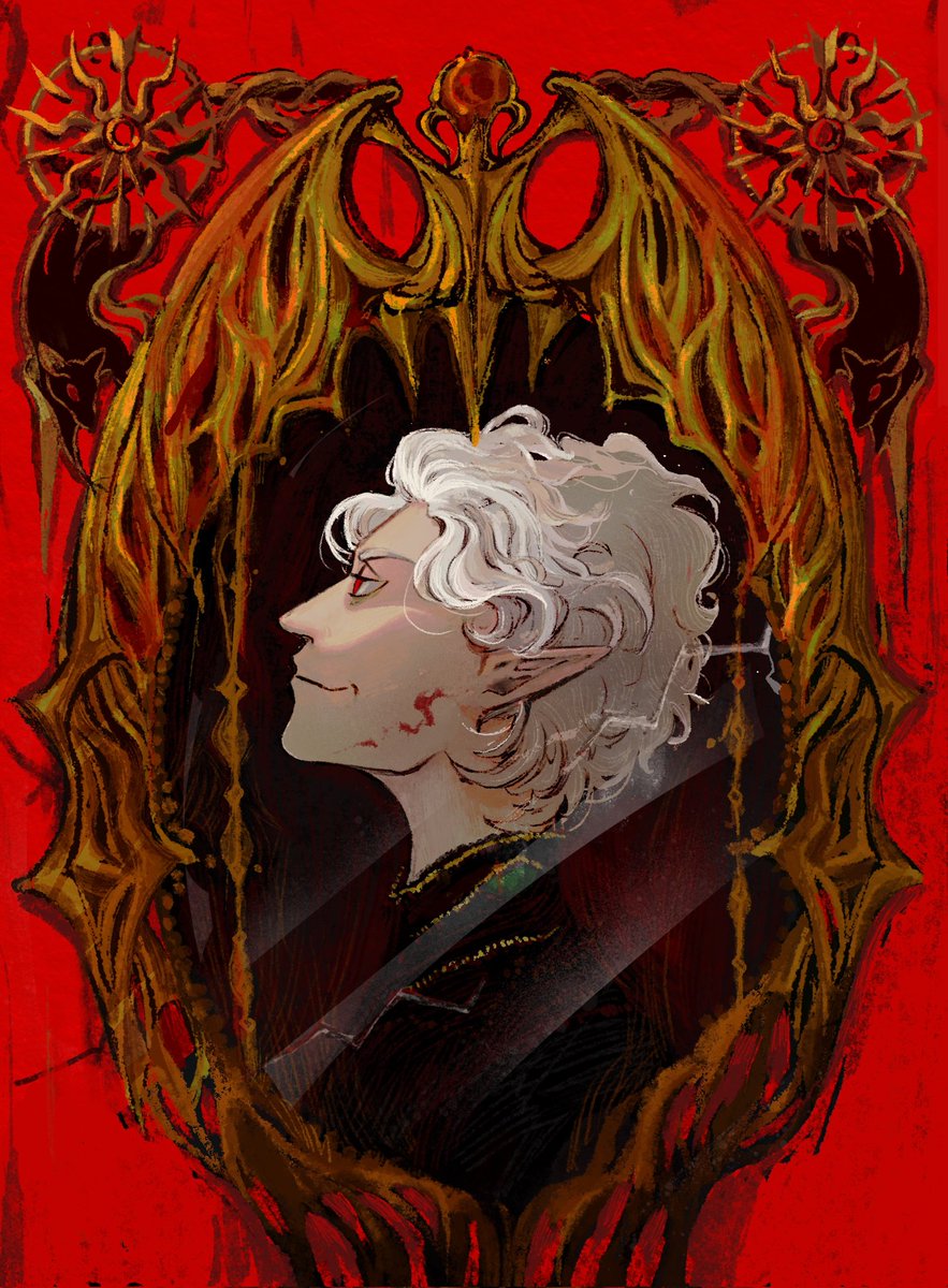 erstatata's tweet image. One can see himself in the mirror, while another sees himself in a painting.
#BaldursGate3 #Astarion #BG3fanart