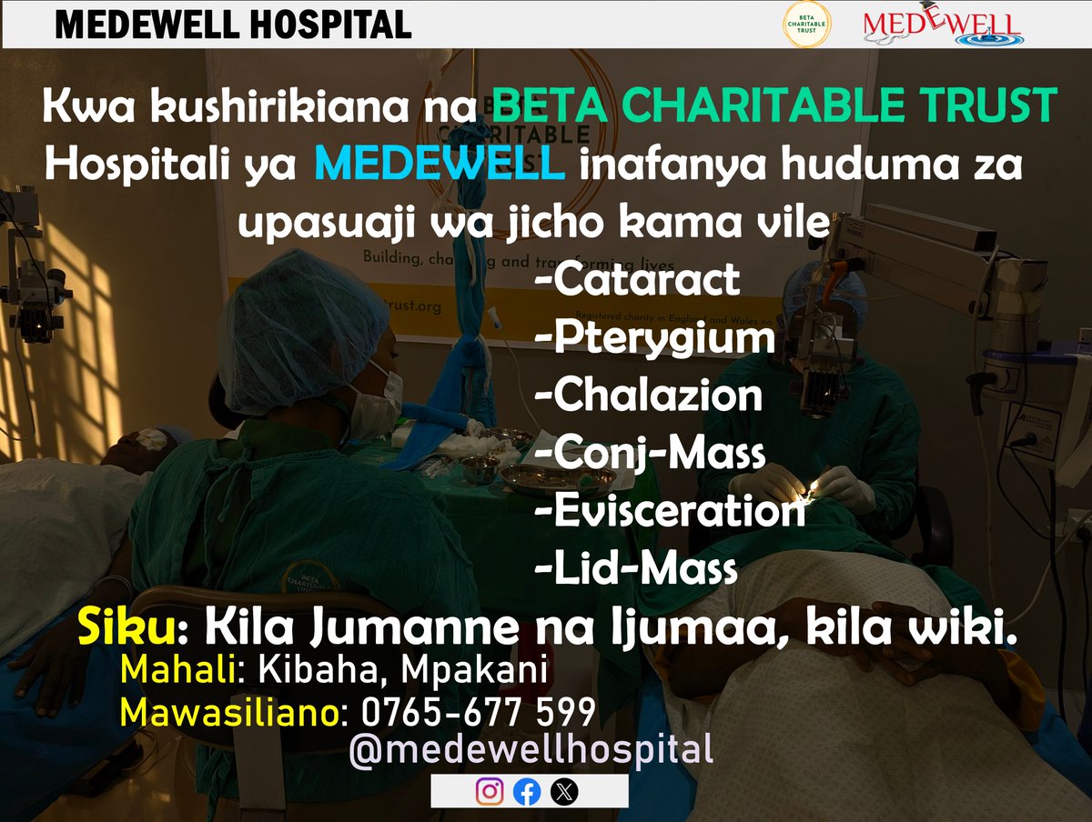 Tunawakaribisha wote,
tembelea tovuti yetu ya "medewell.or.tz" kupata taarifa zaidi kuhusu hospitali ya MEDEWELL