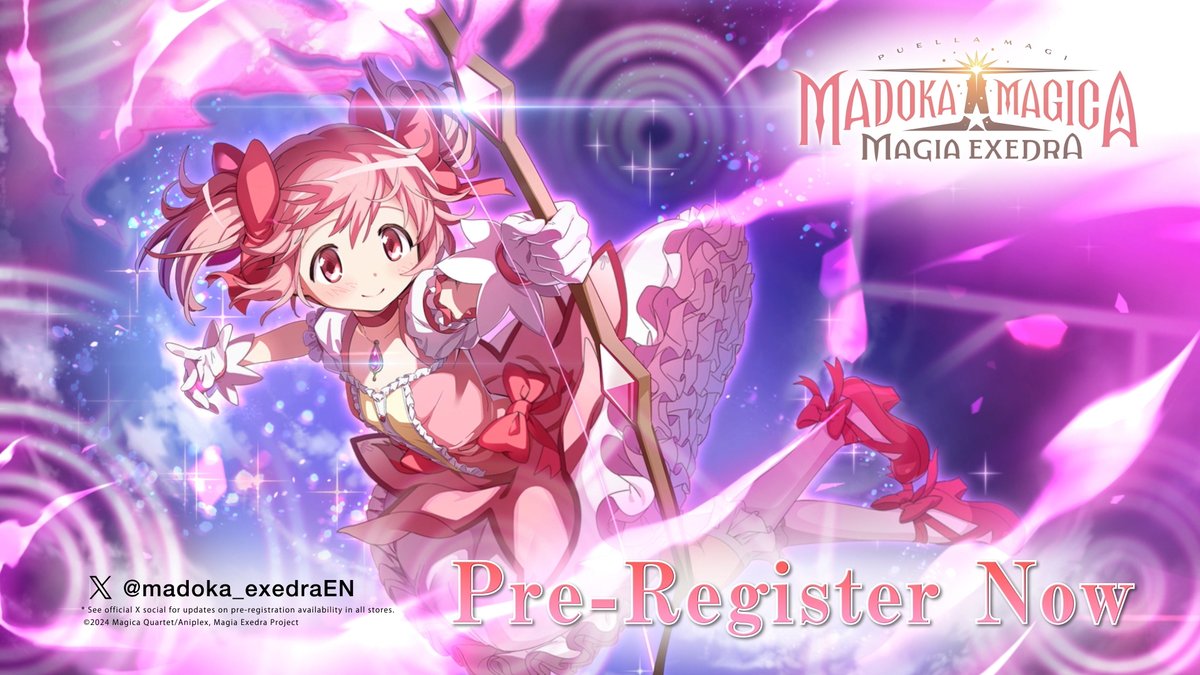 Pre-registration has begun for all-new mobile game ✨ Puella Magi Madoka Magica: Magia Exedra ✨!

Pre-register now on Google Play or Steam!
*Preparation is underway for App Store pre-registration.

▼Get the details here!
madoka-exedra.com

#madoka_exedra