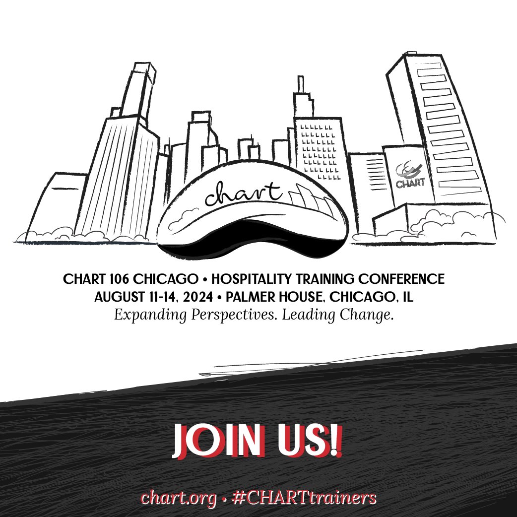 Early registration ends today! Save $150 off registration and join us in Chicago for hospitality-specific content that will have you ready to expand your perspectives and lead change! #CHARTtrainers
Link to register: chart.memberclicks.net/chart-106-chic…