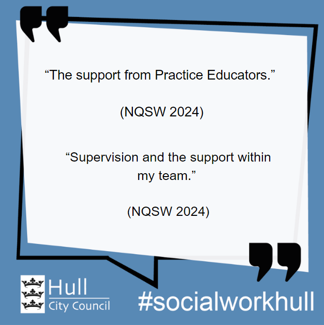 We asked our Newly Qualified Social Workers:

'What has been the best part of being an ASYE in Hull?'

This is what they told us...

#NQSW2024 #HullSocialWorkAcademy #HullCC #Celebration #Success