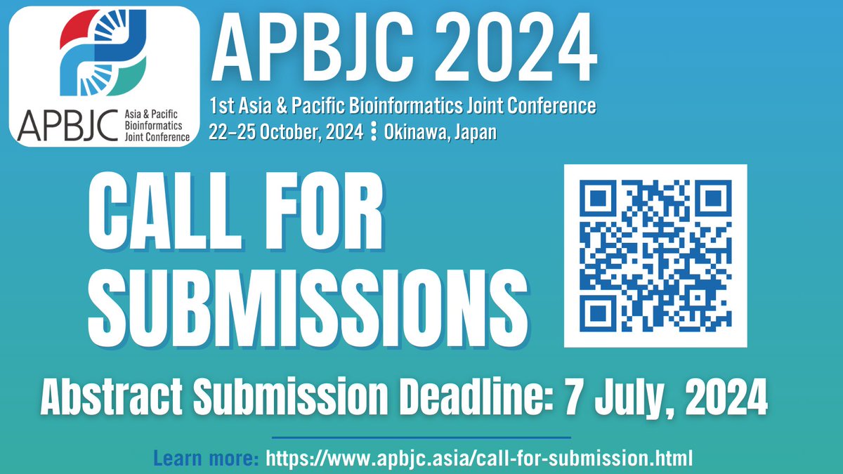 iscb's tweet photo. 📣 Last call! 📣 Submit your abstract for #APBJC by Sunday, July 7.
Scan or submit here: https://t.co/8dXTewOkYF
⏰ Plus! Early bird registration ends July 31st. Don’t miss out!
#bioinformatics #computationalbiology #sharingthescience https://t.co/1bpmFmI6xb