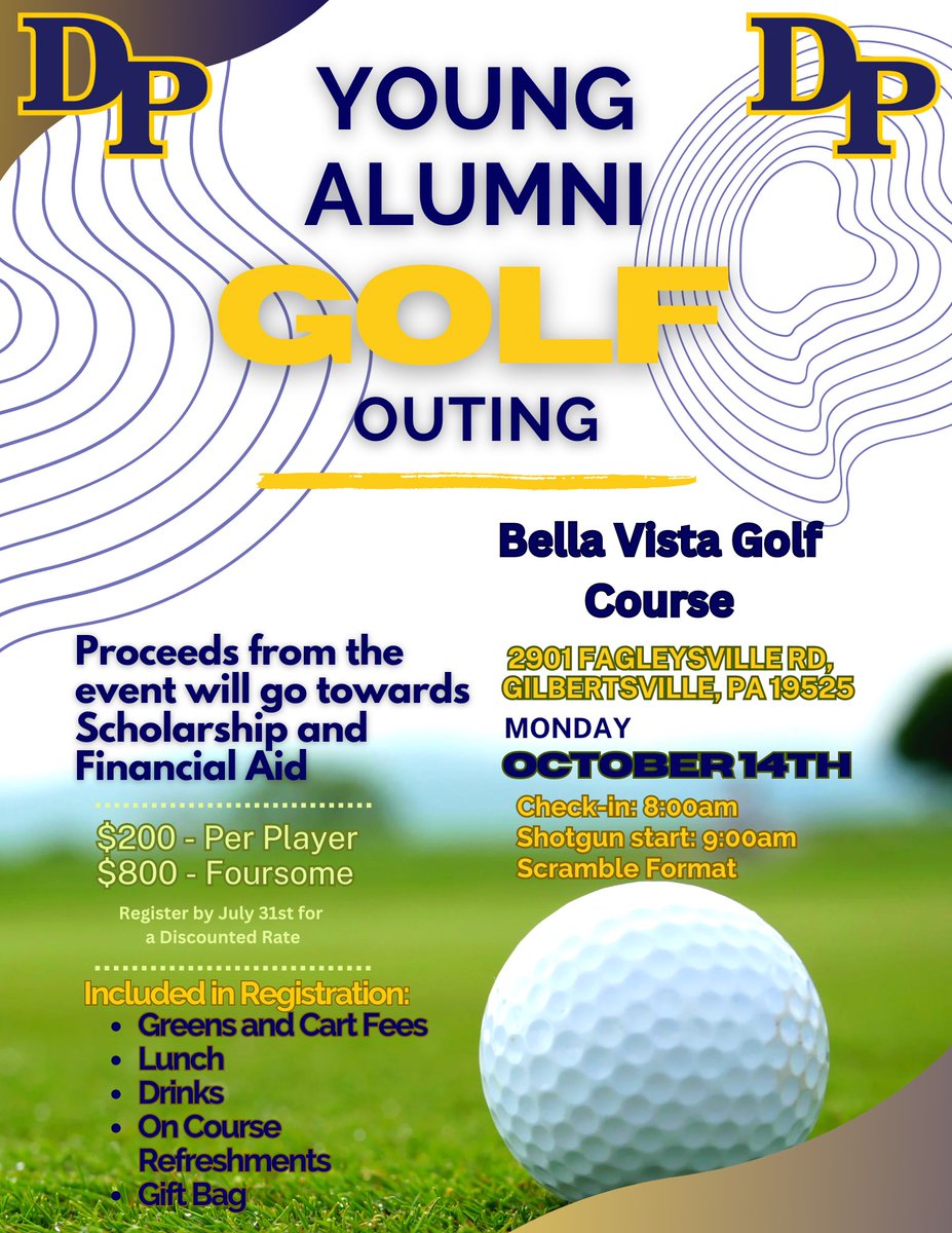 DevonAlumni's tweet image. Calling Alumni Classes 2007-2021! We are excited to announce the first annual Young Alumni Golf Outing. Details can be found below. Please use this link to register or sponsor: event.auctria.com/ec4777cd-83b5-… Early Bird discount if you register before August 1st! See you there ⛳️🏌️‍♂️
