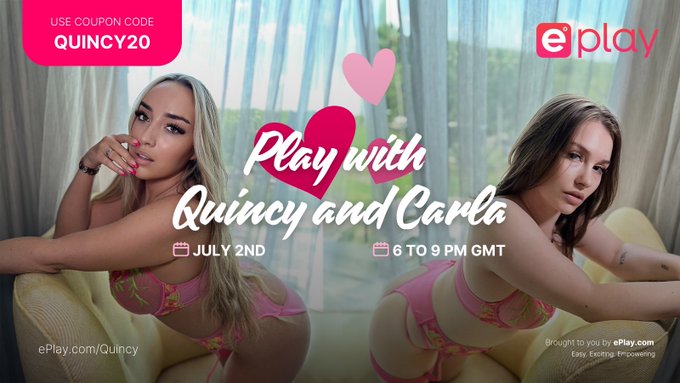 In a few hours!  Watch us on ePlay! I&rsquo;ll be streaming with @CarlaSophieNSFW   @ePlayStreamers https://t
