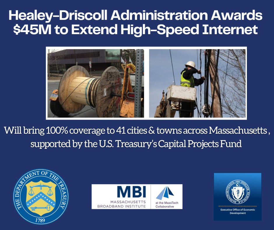 Mass_Tech's tweet photo. MBI announces Gap Networks Grant Program Round One awardees. These funds will help MA provide Internet for All. Learn more: https://t.co/SlWKV4JhV6. #MADigitalEquity https://t.co/rHC63n0DdZ