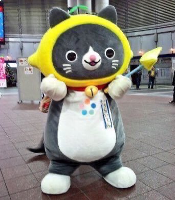 mondomascots's tweet image. Kireimon, a cat with a lemon for a head, is a mascot from Kitakyushu City.