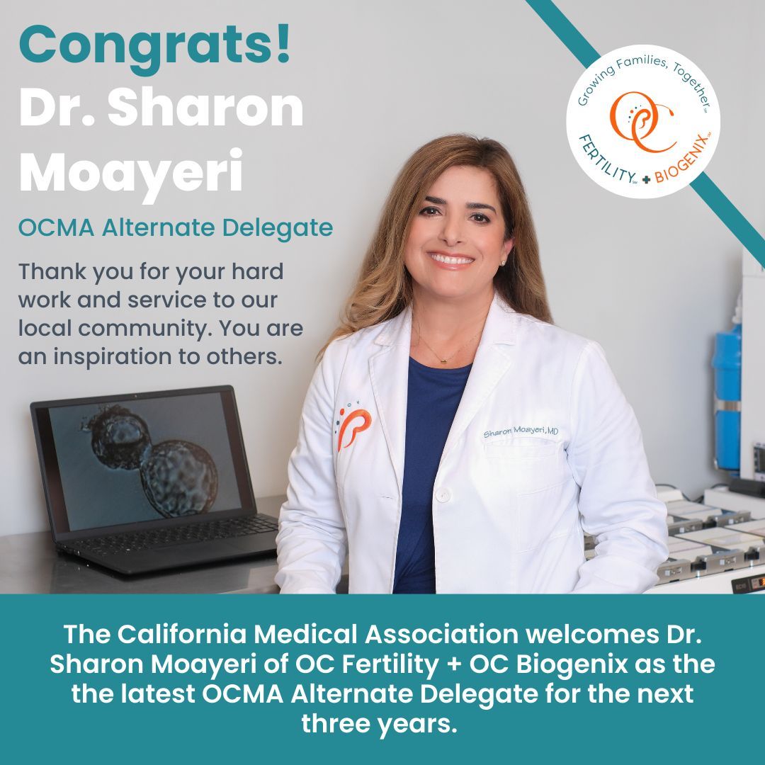 ocfertility's tweet photo. The California Medical Association proudly welcomes Dr. Sharon Moayeri of OC Fertility + OC Biogenix as the newest OCMA Alternate Delegate! 

#OCFertility #CMA #CaliforniaMedicalAssociation #MedicalLeadership #HealthcareHeroes #CommunityLeader #Healthcare #FertilityAdvocate https://t.co/AAgmBMs8tL