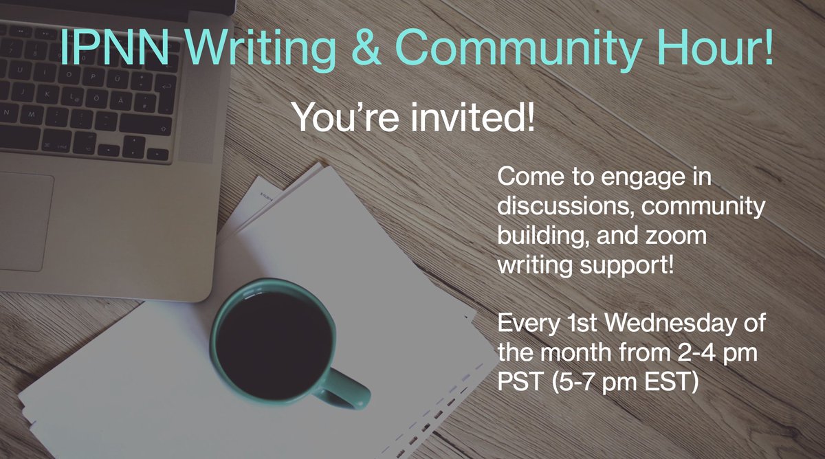 IPNN_ASA's tweet photo. Tomorrow (Wed 7/3/24) at 2 pm PT we have another IPNN Writing and Community Hour hosted by Dr. Allison Ramirez Madia. 
DM or email hnicho13@jhu.edu for the **new zoom link** https://t.co/yvSntClj9U