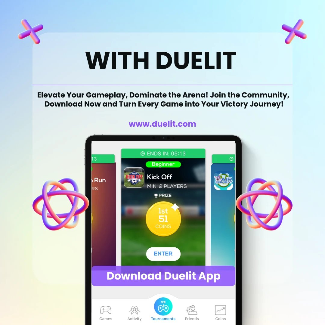 Download the Duelit app now and start your mobile eSports journey today. Every game is more than just a game; it's an opportunity to showcase your skills, outsmart opponents, and have loads of fun! 📲🕹️

#Duelit #MobileEsports #PlayToWin #DownloadNow #Gaming #Mobile #eSports