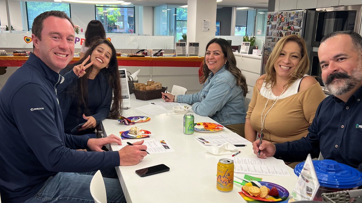 Prologis's tweet photo. Our teams had an incredible time celebrating PRIDE last month, immersing themselves in activities that celebrated the theme, "Our Pride, Our Prologis." An insightful global panel discussion featured #PrologisPrideNetwork member stories about embracing their identities. #PrideMonth