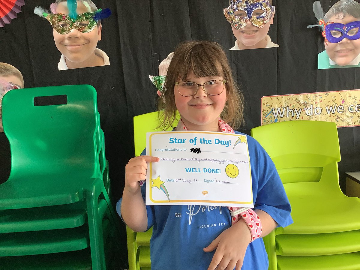 Our Tuesday star of the day⭐️ for reading so beautifully and applying your knowledge in maths! You have gone above and beyond today in all learning and we couldn’t be prouder🤩 Massive well done FRK💚