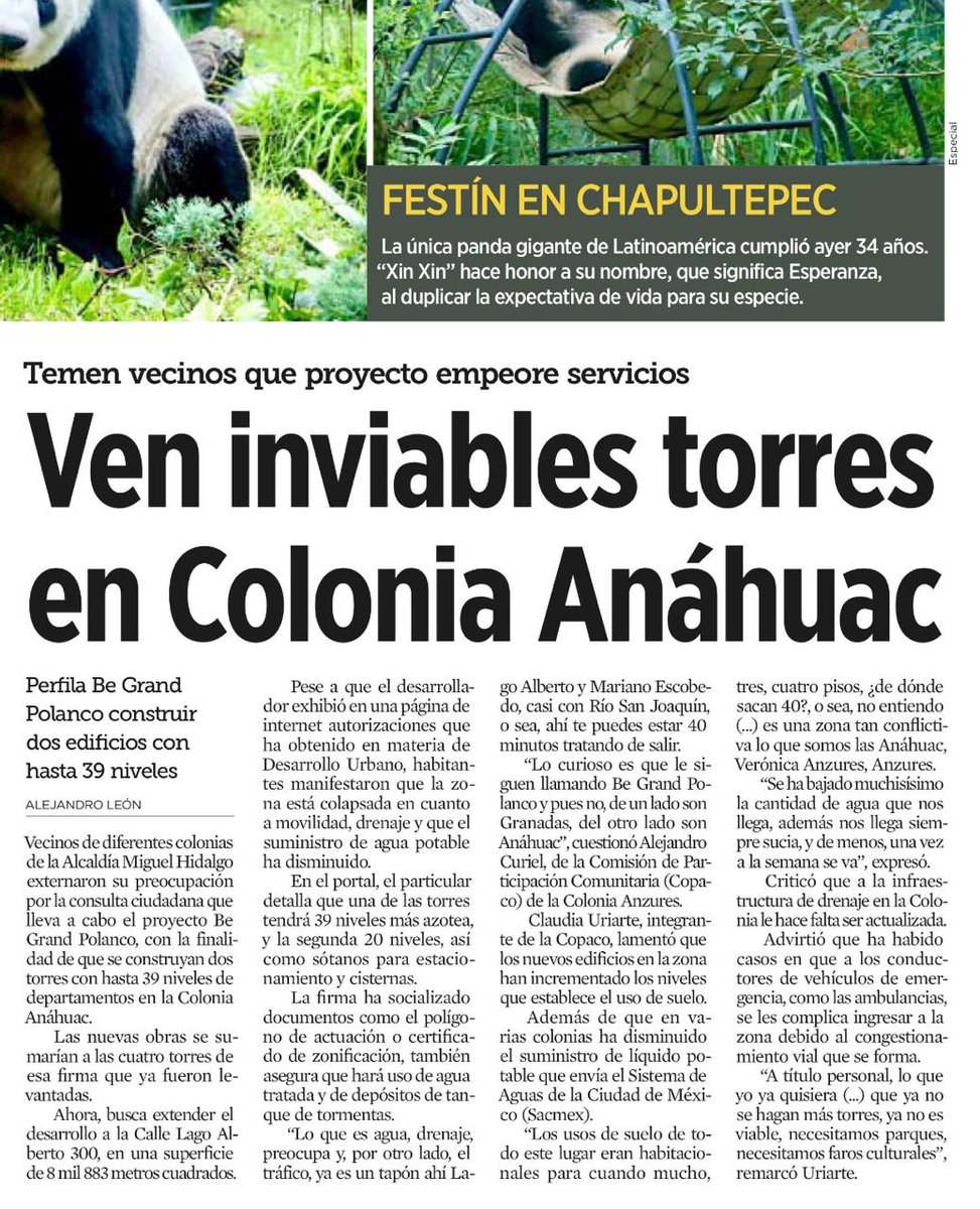 <a href="/BorneoClau19001/">Claudia Esther Uriarte Borneo</a> <a href="/SEDEMA_CDMX/">Secretaría del Medio Ambiente</a> <a href="/martibatres/">Martí Batres</a> <a href="/ClaraBrugadaM/">Clara Brugada Molina</a> <a href="/gabysalido/">Gaby Salido</a> <a href="/AmerangelLorenz/">América Rangel</a> <a href="/mauriciotabe/">Mauricio Tabe Echartea</a> <a href="/FDoringCasar/">Federico Döring 🇺🇦</a> <a href="/XochitlGalvez/">Xóchitl Gálvez Ruiz</a> <a href="/Mzavalagc/">Margarita Zavala</a> <a href="/AFamalcan/">Maria A</a> <a href="/DURKINREO/">ROBERTO</a> <a href="/RinBosque/">RINCON DEL BOSQUE</a> <a href="/CuadranteME/">CuadranteMarianoEscobedo🌳🚴‍♀️🚶🏻‍♂️</a> Desarrollos de esa magnitud contribuyen a los problemas de saturación de drenaje, falta de agua, taponeo vial de Mariano y lago Alberto, problema de voltaje, barrera para servicios de emergencia

Nota de <a href="/reformaciudad/">CIUDAD</a>