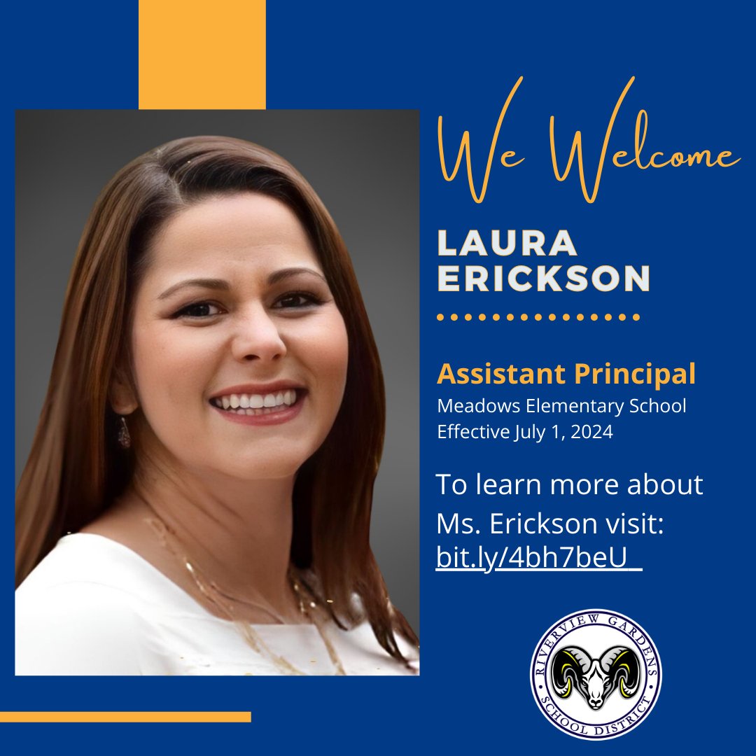 RGSDSchools's tweet photo. RGSD is proud to welcome Laura Erickson as the new Assistant Principal of Meadows Elementary School effective July 1, 2024! #RAMLY #NEWVIEW https://t.co/p05EYaDFkQ