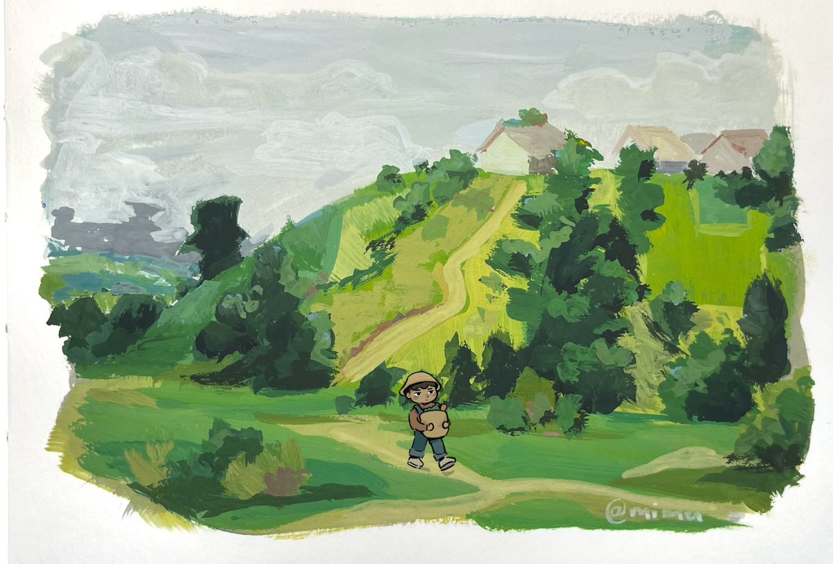 a little farmer guy in my little gouache study  #gouachepainting