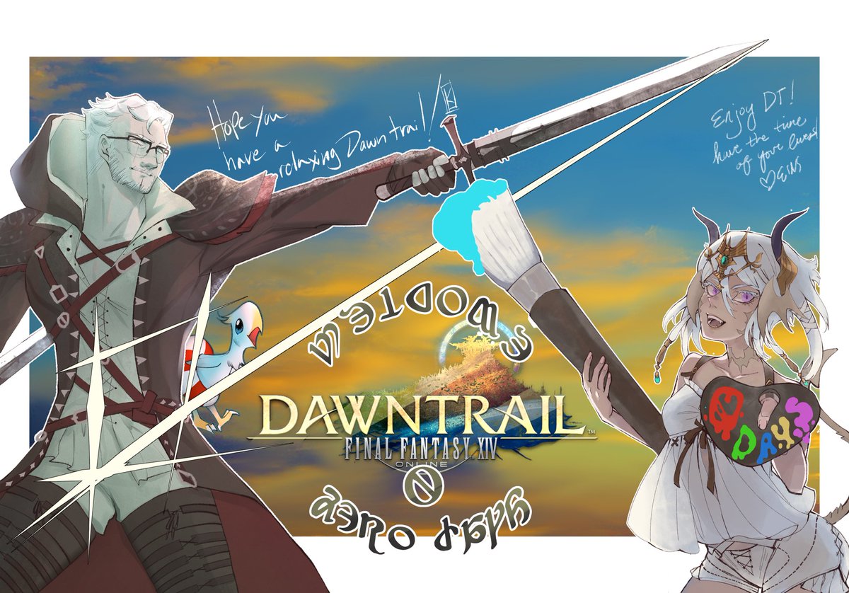 Me and <a href="/Chaziart/">Konstle</a> did a little collab to celebrate for day 0! Have fun everyone !!! #FFXIVART  #Dawntrail