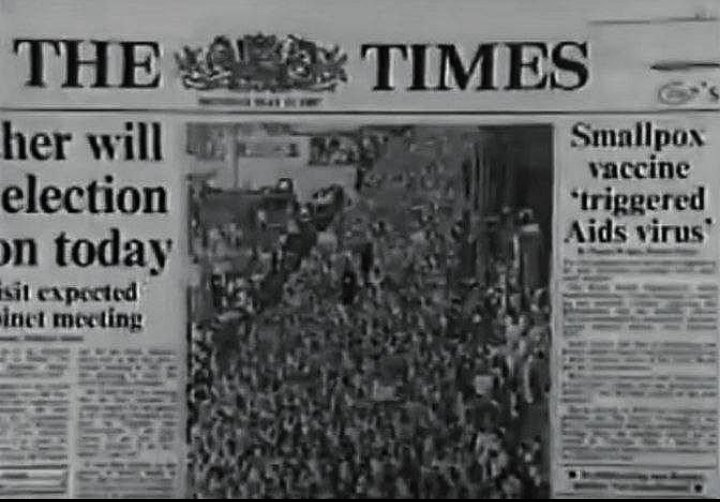javierellob0's tweet photo. CASUALIDAD O CAUSUALIDAD❓
La OMS inyectó a los africanos más d 50 millones d vacunas contra la viruela y el 11 de mayo d 1987 se publicó un artículo en el periódico británico The Times:La vacuna contra la viruela provocó una ola de infecciones de SIDA,al que llamaron AIS o VIH https://t.co/hzKGxOIYnV