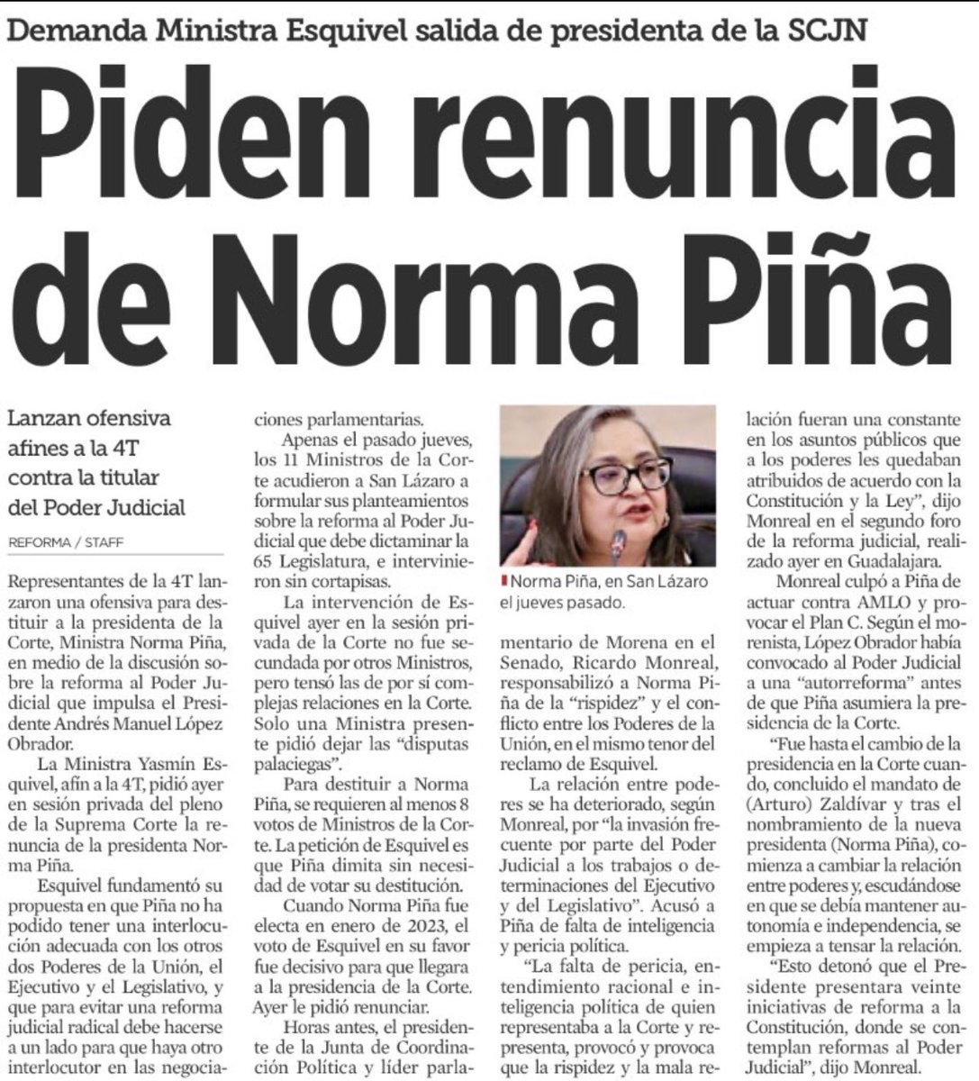 ClouthierManuel's tweet photo. Porqué tendría que renunciar la ministro Piña por no lograr una interlocución “adecuada” con el Presidente López? … pues que renuncie López !!! Son presidentes de poderes iguales y la responsabilidad del diálogo es igual por lo que sí no se ha logrado son igualmente responsables https://t.co/K7F6eUb8TK