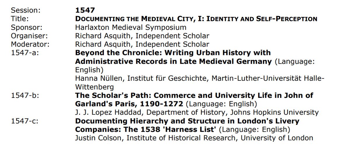 harlaxtonmedsym's tweet photo. We're sponsoring three sessions at @IMC_Leeds on 'Documenting the Medieval City', all taking place on Thursday - please feel free to join us! https://t.co/m8GZ49wPD2