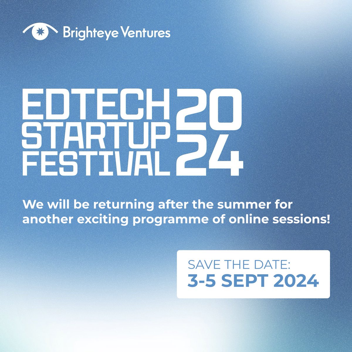 💡Festival Prep Time💡
Our Festival 🕶️ Summer is about prepping for what is coming at the other end of it – the Brighteye #Edtech Startup Festival 2024. 

Returning for the 3rd time, we look forward to hosting a selection of online sessions on 3-5 Sept.

🔗lnkd.in/dXdp-hA8
