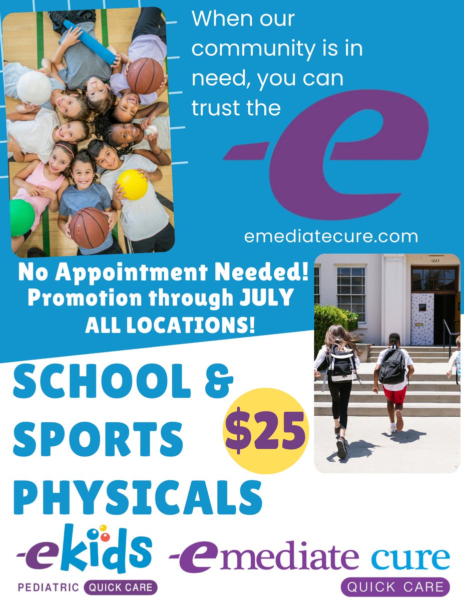 JTHS_204's tweet photo. $25 School &amp; Sports Physicals at Emediate Cure Quick Care
https://t.co/HucXLdCOPV https://t.co/ODxzdx9mgt