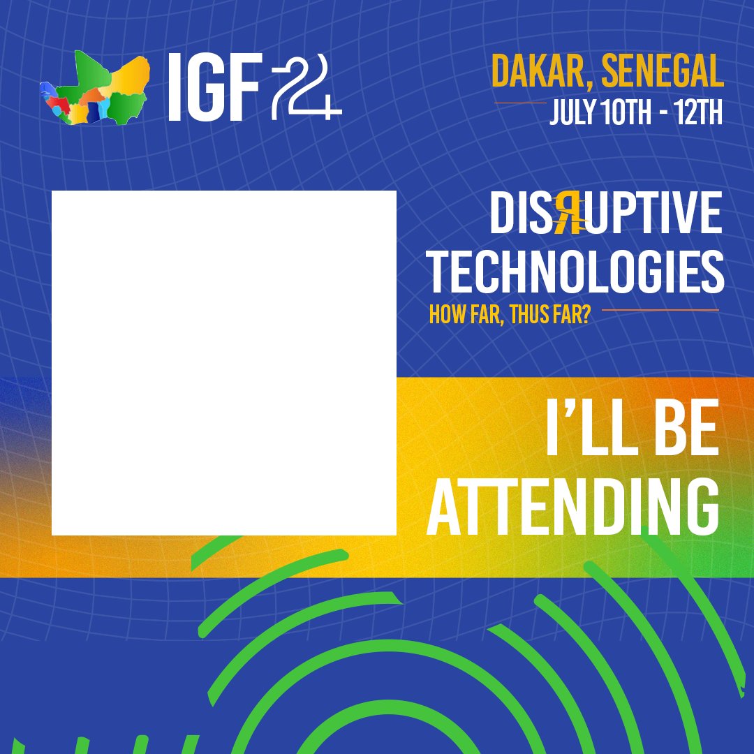 Join us at the WAIGF in Dakar this July.
Engage. Make your voice heard. Show your support. Disrupt the status quo.
Put your face in this phase of Change.
Create your customized DP via this link:
getdp.co/XDe
#WAIGF #DisruptiveTechnologies #WAIGF24