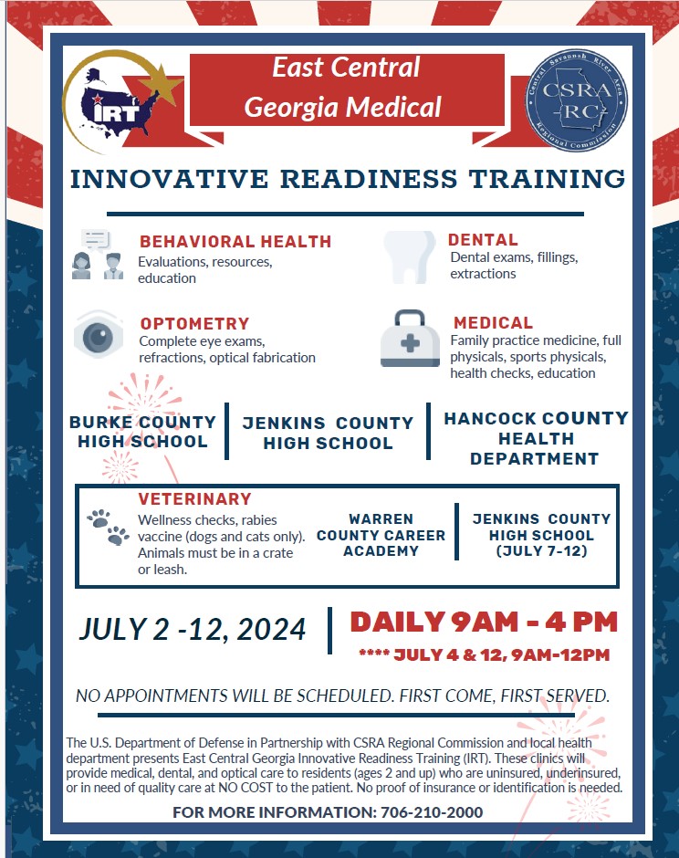 Free Medical Services offered throughout the CSRA this week