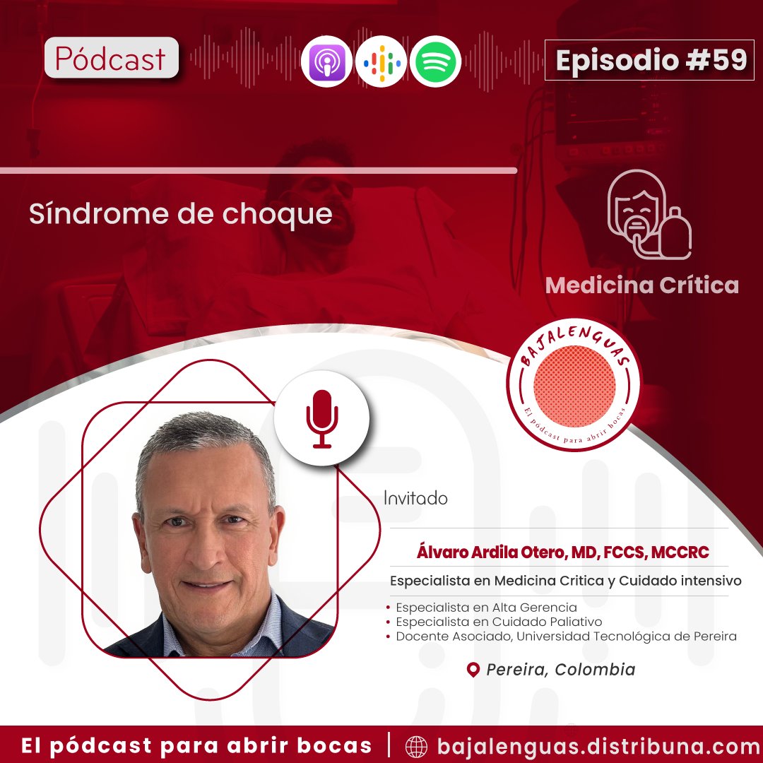 Grupo Distribuna (@distribuna) on Twitter photo El choque es una de las principales causas de ingreso a UCI y tiene desenlaces variables, por lo tanto precisar la morbimortalidad en esta condición es una tarea muy compleja. 
Escucha al Dr. Álvaro Ardila hablando de este síndrome en bit.ly/BajalenguasCho…
#BajaLenguas #pódcast El choque es una de las principales causas de ingreso a UCI y tiene desenlaces variables, por lo tanto precisar la morbimortalidad en esta condición es una tarea muy compleja. 
Escucha al Dr. Álvaro Ardila hablando de este síndrome en bit.ly/BajalenguasCho…
#BajaLenguas #pódcast