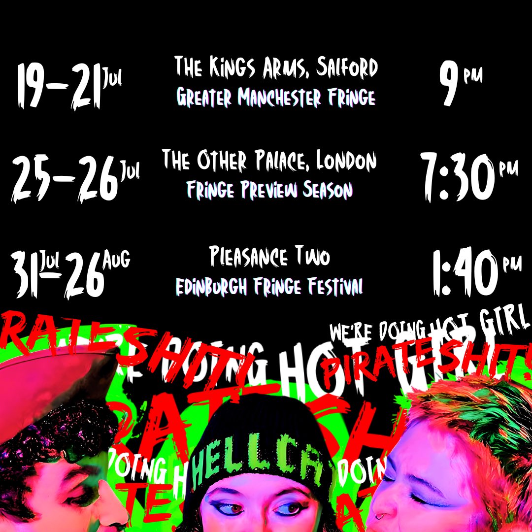 Tit Swingers (@titswingers) on Twitter photo We’re setting sail - join us…WE DARE YA🏴☠️☠️🌈
Coming to #MANCHESTER, #LONDON & #EDINBURGHFRINGE this summer
🏴☠️19-21JUL|9PM <a href="/kingssalford/">The Kings Arms</a> <a href="/GMFringe/">Greater Manchester Fringe</a>
🏴☠️25-26JUL|7:30PM <a href="/TheOtherPalace/">The Other Palace</a>
🏴☠️31JUL-26AUG|1:40PM @thepleasance <a href="/edfringe/">Edinburgh Festival Fringe</a>
🎟️ legasp.co.uk/titswingers
#Theatre #Queer #Gig We’re setting sail - join us…WE DARE YA🏴☠️☠️🌈
Coming to #MANCHESTER, #LONDON & #EDINBURGHFRINGE this summer
🏴☠️19-21JUL|9PM <a href="/kingssalford/">The Kings Arms</a> <a href="/GMFringe/">Greater Manchester Fringe</a>
🏴☠️25-26JUL|7:30PM <a href="/TheOtherPalace/">The Other Palace</a>
🏴☠️31JUL-26AUG|1:40PM @thepleasance <a href="/edfringe/">Edinburgh Festival Fringe</a>
🎟️ legasp.co.uk/titswingers
#Theatre #Queer #Gig