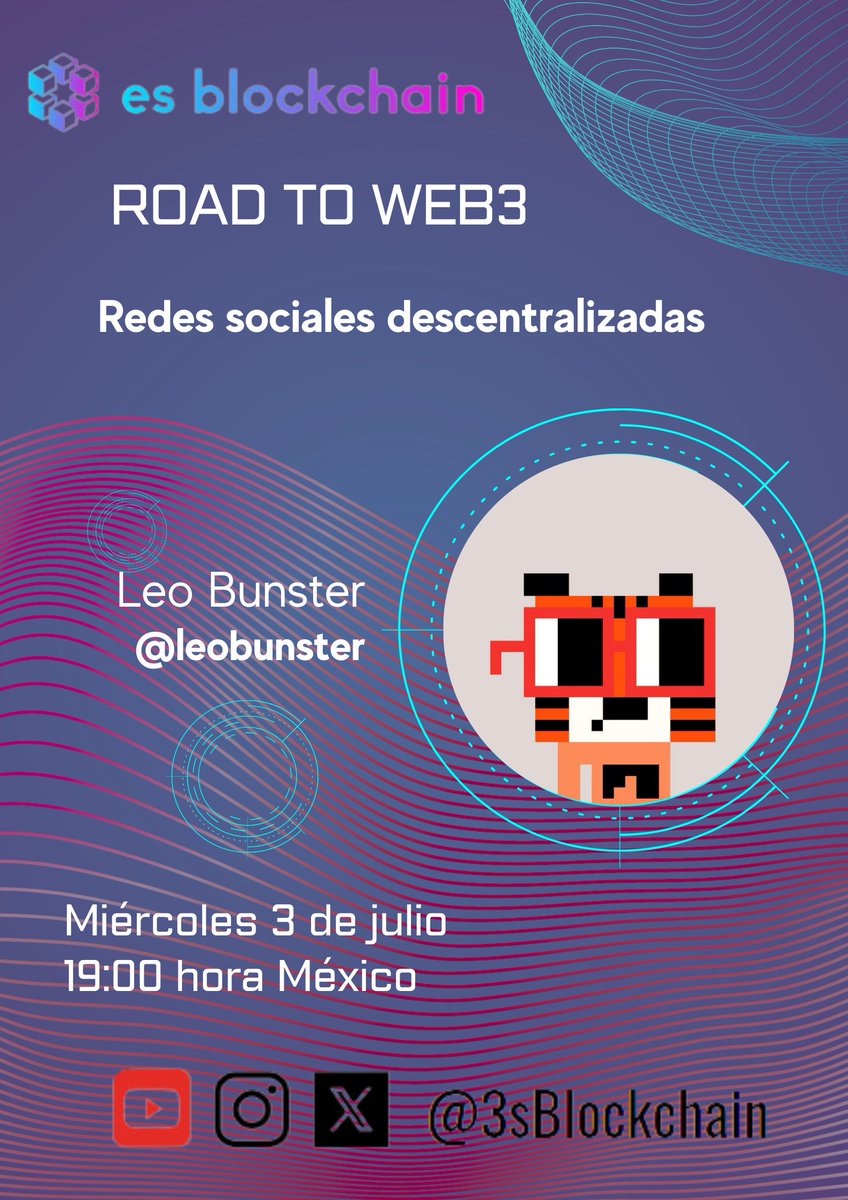 Este miércoles 3 <a href="/leobunster/">0xleo</a> nos hablará sobre <a href="/farcaster_xyz/">Farcaster</a> y redes sociales descentralizadas 🚀