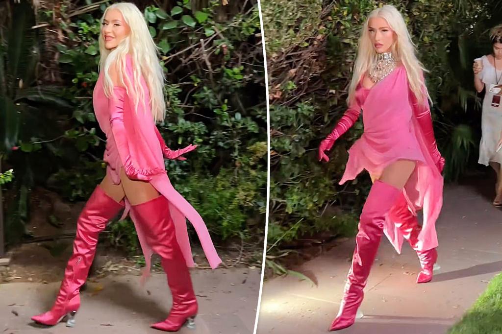 PageSix's tweet photo. Christina Aguilera struts her stuff in head-to-toe hot pink at Dolce &amp; Gabbana Alta Moda event https://t.co/4Z5iCdWEjE https://t.co/lESYVm4Dvt
