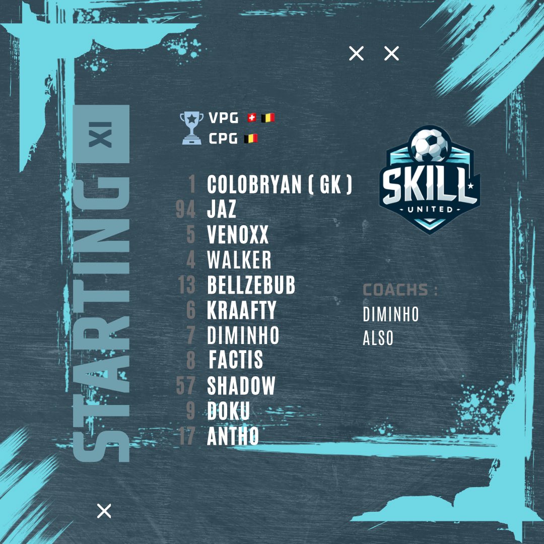 PcsEfoot's tweet photo. Nos 11 skillers alignés pour la soirée @belgique_vpg @SwissVPG @CPGBelgium.

À noter les débuts du duo @BenTheRatKing et @Oris_9 en matchs officiels.

#GoSkillUnited ⚡️⚡️ https://t.co/uT20lRiOMS