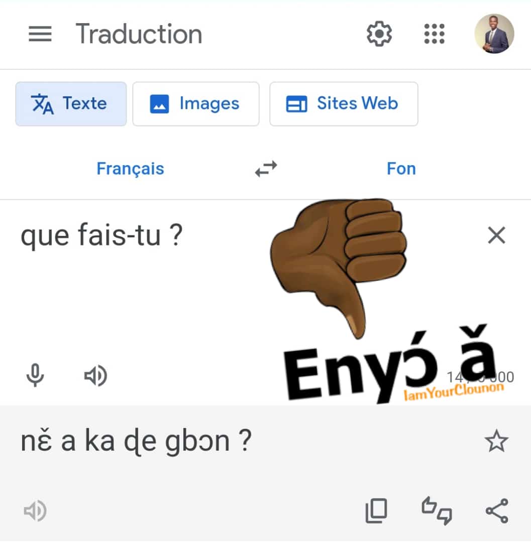 TheRysMarion's tweet photo. AIDEZ-NOUS À AMÉLIORER LA QUALITÉ DE GOOGLE TRANSLATE FON🇧🇯 🚨
Chers Benɛɛví,en essayant vos traductions dans le moteur,vous avez relevé des erreurs/incorrections. Cela est normal car le système est en pleine amélioration.Pour aider,suivez ce formulaire

https://t.co/tmGakLnkT6 https://t.co/qFmZKRcRuu