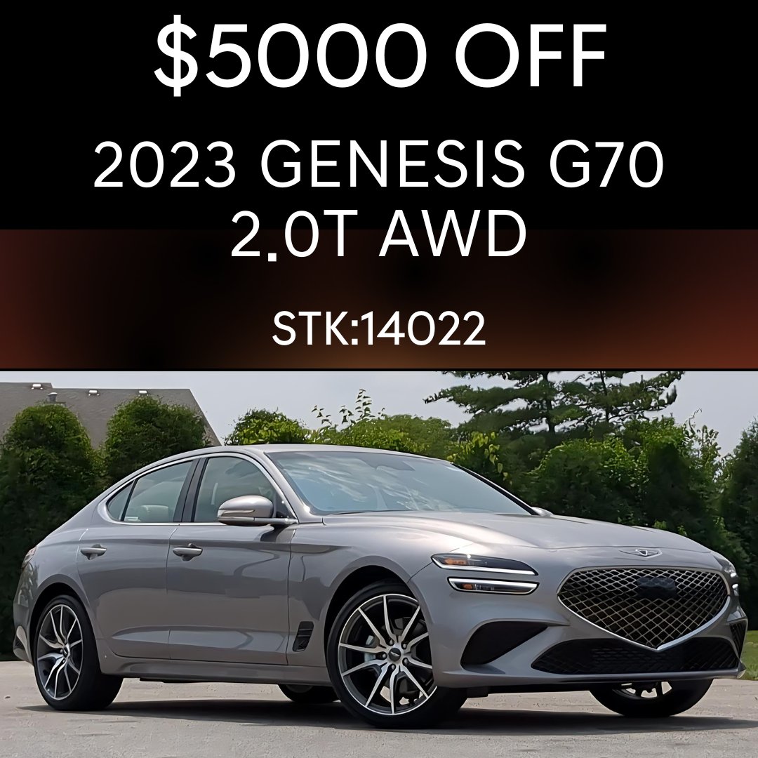 GenesisofNWI's tweet photo. 🚗✨ Unbeatable Deal at Genesis of Northwest Indiana! ✨🚗
All 2023 Genesis G70 models now with $5,000 off! Hurry, inventory is very limited. 
 Visit us in Merrillville, Indiana, or learn more online: https://t.co/vhWwIvPBsZ
#GenesisOfnorthwestindiana #G70 #GenesisG70 https://t.co/KbwbqgdaI4