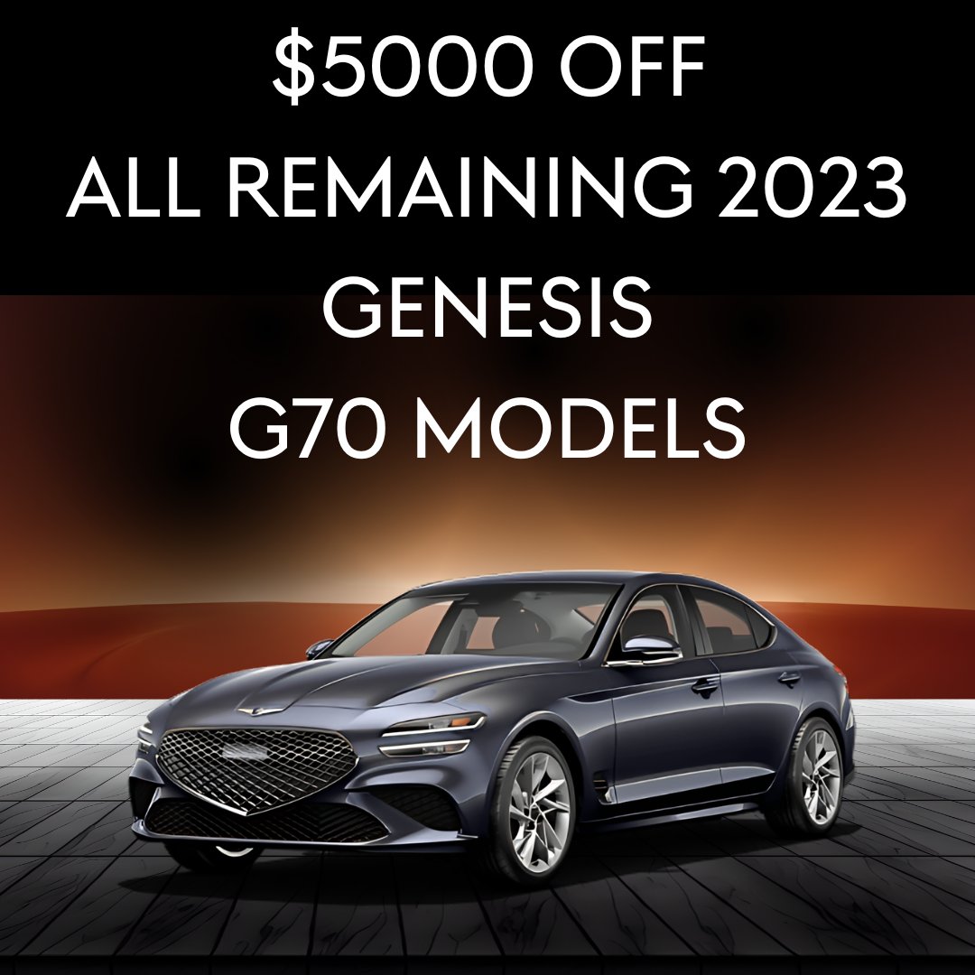 GenesisofNWI's tweet photo. 🚗✨ Unbeatable Deal at Genesis of Northwest Indiana! ✨🚗
All 2023 Genesis G70 models now with $5,000 off! Hurry, inventory is very limited. 
 Visit us in Merrillville, Indiana, or learn more online: https://t.co/vhWwIvPBsZ
#GenesisOfnorthwestindiana #G70 #GenesisG70 https://t.co/KbwbqgdaI4