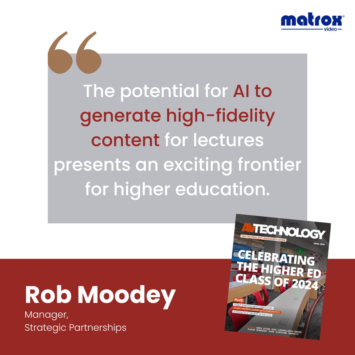 MatroxVideo's tweet photo. From #8K LED screens to #AI content—there’s a technological revolution happening in today’s classrooms. 🎓

High-performance video systems are key to meeting educational content demands.

📰 Read Rob Moodey's full article on page 35 of @AVTechnologyMag: https://t.co/LQDyYHVeKP https://t.co/e0g6uq9DhQ