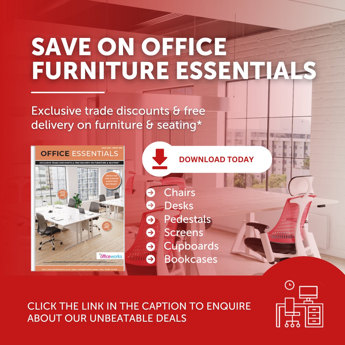 theofficeworks's tweet photo. Save on Office Furniture Essentials! 

Transform your workspace with exclusive trade discounts on seating, storage, desks, and more!

Browse our catalogue now and discover our exclusive deals: https://t.co/GuuiZ8ntIR

Have questions? Contact us today: hello@theoffice.works https://t.co/SjDJboBhWq