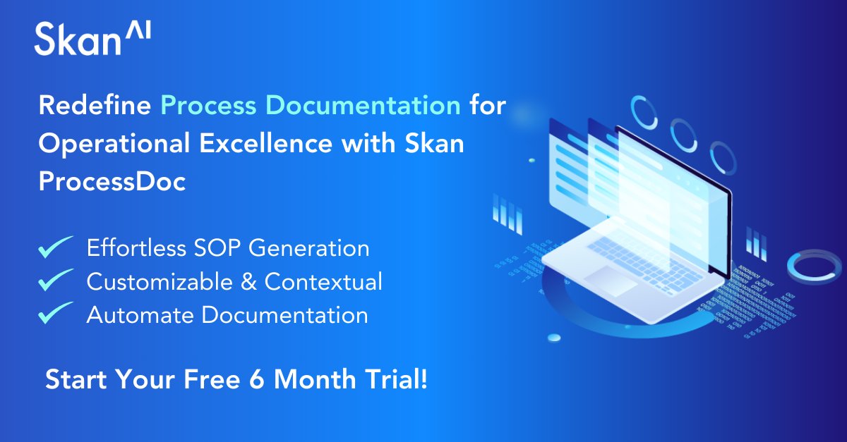 Skan_Ai's tweet photo. Is your organization struggling with manual, time-consuming, and error-prone documentation methods? 
Choose Skan ProcessDoc:
• AI-Powered Automation
• User-Friendly Interface
• Customizable Solutions
• Data Security

Get 6-month trial today: https://t.co/8cprwjcZHy https://t.co/agstp7CPI4